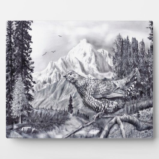 ウズラと山のプラーク フォトプラーク (正面)