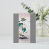 ウズラと秋の花と渡辺聖亭 ポストカード (スタンド正面)