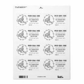 ウズラの卵 |ヴィンテージファーム名の白黒ラベル ラベル (フルシート)