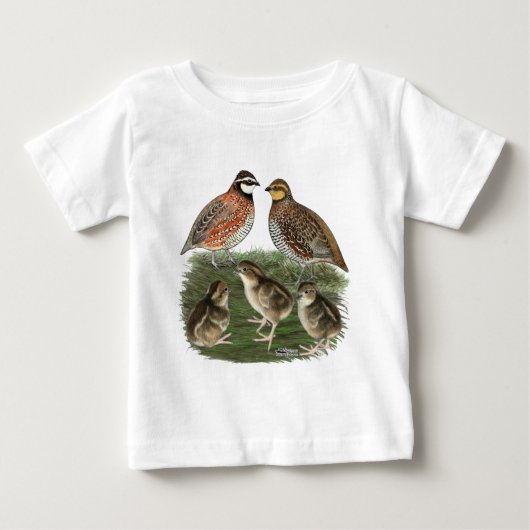 ウズラの家族 ベビーTシャツ (正面)
