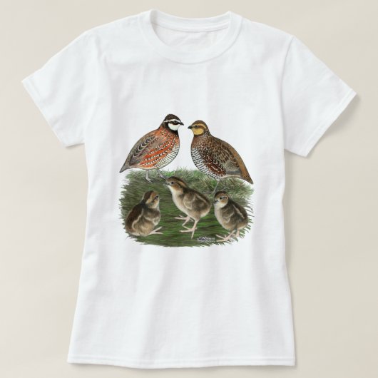 ウズラの家族 Tシャツ (デザイン正面)