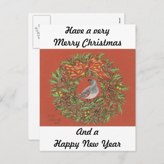 ウズラの砂漠のクリスマスカード シーズンポストカード (正面/裏面)