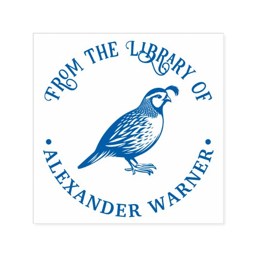ウズラの鳥のスタンディング "From the Library of" 本 #P セルフインキングスタンプ (デザイン)