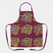 ウズラやナシの木、雪片が燃え立つ エプロン (正面)