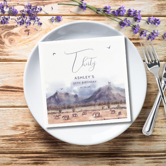 ウズランドスケープマイルストーン誕生日紙ナプキン スタンダードカクテルナプキン