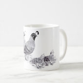 ウズラ家族の夕べの散歩 コーヒーマグカップ (正面右)