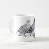 ウズラ家族の夕べの散歩 コーヒーマグカップ (正面左)