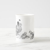 ウズラ家族Outting ボーンチャイナマグカップ (正面)
