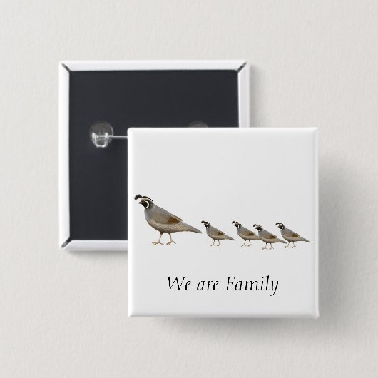 ウズラ家族Pin 缶バッジ (正面&裏面)