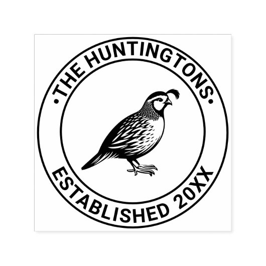 ウズラ野鳥ゲーム鳥立ち家族名日付Est セルフインキングスタンプ (デザイン)