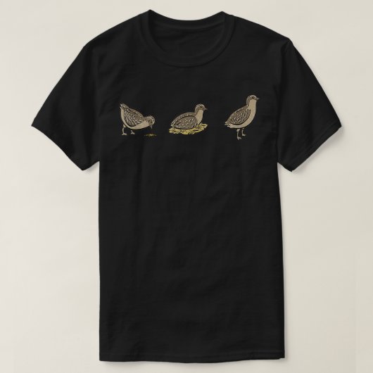 ウズラ鳥の恋人かわいいウズラ Tシャツ (デザイン正面)