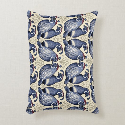 ウズラ鳥の海軍とクリームアクセント枕 アクセントクッション (正面(垂直))