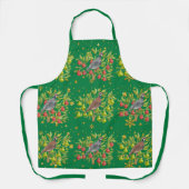ウズラ、ナシの木、雪片が緑 エプロン (正面)
