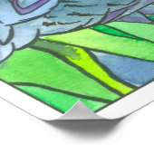 ウズリピンクチューリップバードウォーター絵を描カラー ポスター (角)