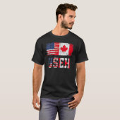 ウセリーフカナディアンアメリカン国旗のデザイン Tシャツ (正面フル)