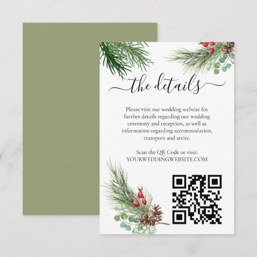 ウタ素朴ーベリーパイン結婚グリーン エンクロージャーカード (正面/裏面)