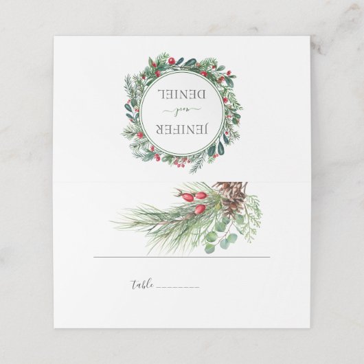 ウタ素朴ーベリーパイン結婚グリーン プレイスカード (外部開封)