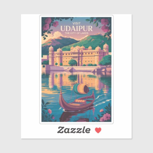 ウダイプールインディアシティパレスイラストレーショントラベルアート シール (シート)