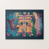 ウダイプールインディアシティパレスイラストレーショントラベルアート ジグソーパズル (横)