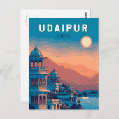 ウダイプールインドイラストレーショントラベルアートヴィンテージ ポストカード (正面/裏面)