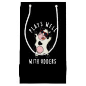 ウダー遊ドーとおもしろいよく牛プリン暗いBG スモールペーパーバッグ (正面)