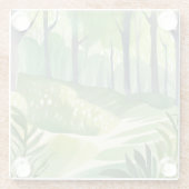 ウッお洒落ド | 森林の水彩風景 ガラスコースター (裏面)