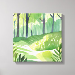ウッお洒落ド | 森林の水彩風景 キャンバスプリント