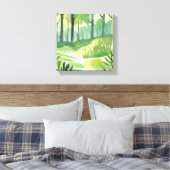 ウッお洒落ド | 森林の水彩風景 キャンバスプリント (インサイチュ (寝室))