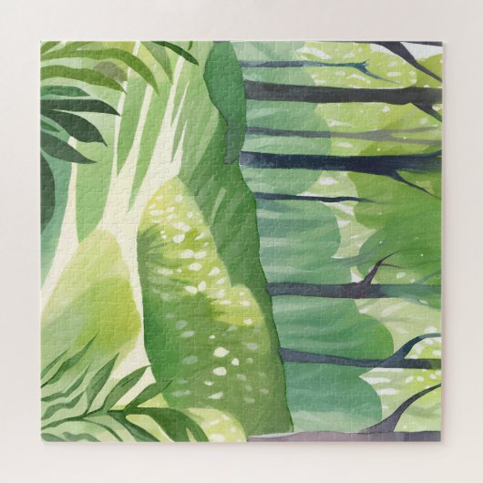 ウッお洒落ド | 森林の水彩風景 ジグソーパズル (横)