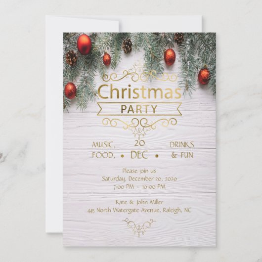 ウッエレガントドクリスマスデザインパーティー 招待状 (正面)