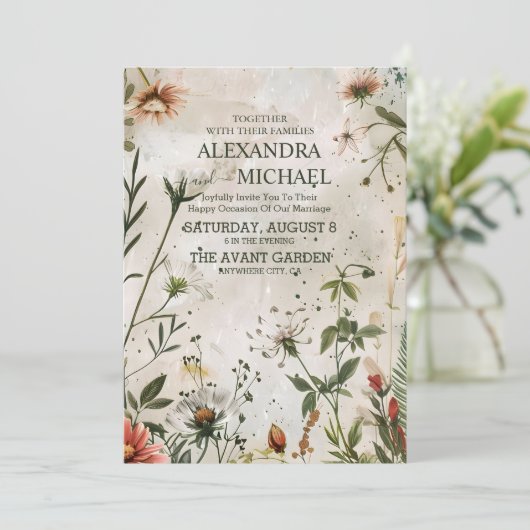 ウッエレガントドモダンランド秋結婚フローラ 招待状 (スタンド正面)