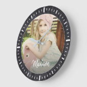 ウッエレガント素朴ド名前をカスタムする写真 ラージ壁時計 (傾斜)