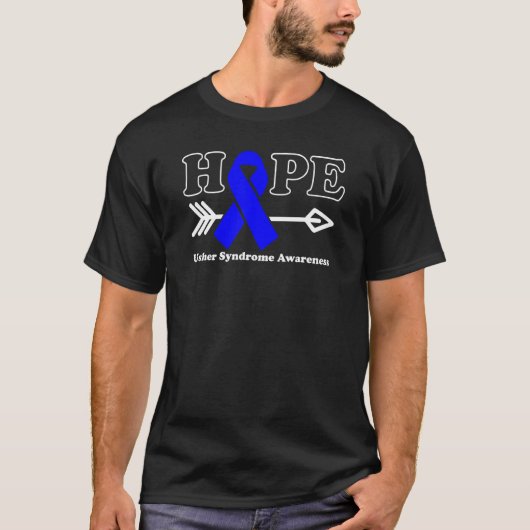 ウッシャー症候群啓発ブルーリボン Tシャツ (正面)
