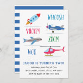 ウッシュヴォールーム宇宙ロケットキッドの誕生日パーティー 招待状 (正面/裏面)