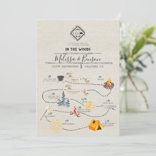 ウッズでのウェディングウィークエンドの予定カード プログラム (スタンド正面)