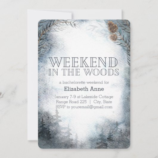 ウッズでの週末 |冬のバチェロレッテ 招待状 (正面)