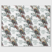 ウッズの中のバーンドクロウに名前を追加ハッピーホリデー ラッピングペーパー (フラット)
