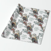 ウッズの中のバーンドクロウに名前を追加ハッピーホリデー ラッピングペーパー (アンロールド)
