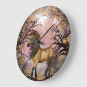 ウッズの壁時計の野生の馬 ラージ壁時計 (傾斜)