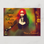 ウッズの恐ろしいゴシック様式の女の子ハローウィンパーティ ポストカード (正面)