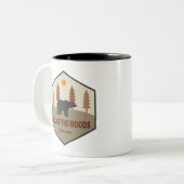 ウッズウィルダネスオレゴン熊の牛 ツートーンマグカップ (正面左)