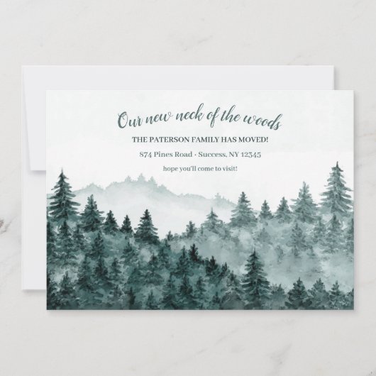 ウッズウォーターカラーの動きのアナウンス 招待状 (正面)