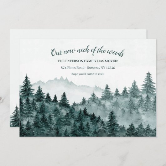 ウッズウォーターカラーの動きのアナウンス 招待状 (正面/裏面)