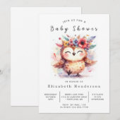 ウッズカスタムフクロウベビーシャワー 招待状 (正面/裏面)