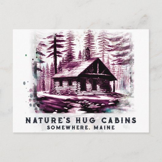 *~*ウッズキャビンスケッチアートAP49セピア赤味 ポストカード (正面)