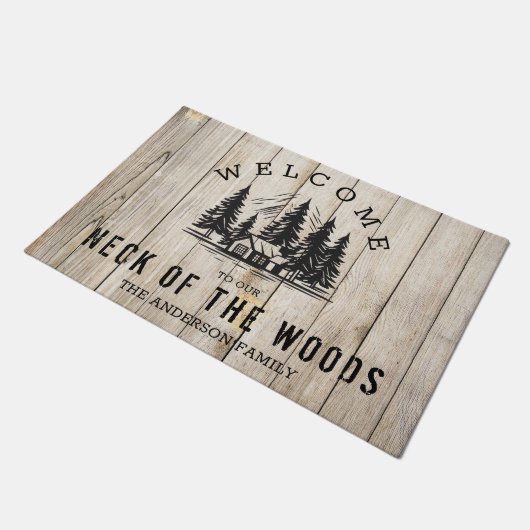 ウッズキャビンファミリーの首へようこそ ドアマット (アングル)