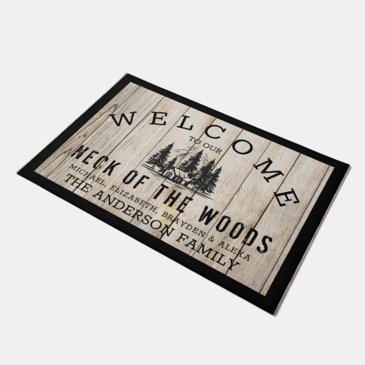 ウッズキャビンファミリーの首へようこそ ドアマット (アングル)