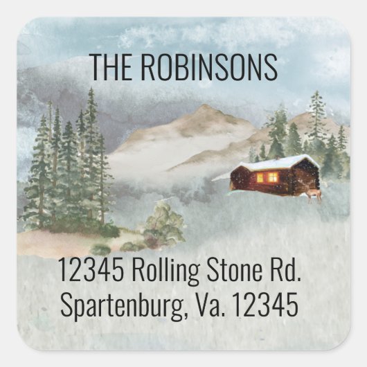 ウッズキャビン・パインズの新しい首の住所 スクエアシール (正面)