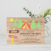 ウッズキャンピングバースデーパーティーでのアウトドアアドベンチャー 招待状 (スタンド正面)