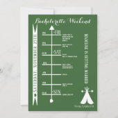 ウッズキャンプ独身最後の週末旅行の予定 招待状 (正面)